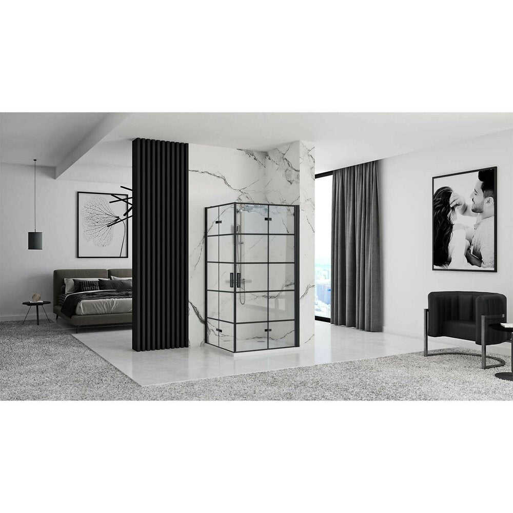 Правоъгълна душ кабина с плъзгащи се врати Rea Molier 90x100 черен