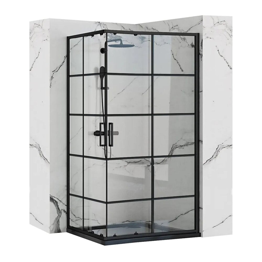 Rea Concept Rectangular Shower Cabin with Sliding Doors 80x100 Matt Black