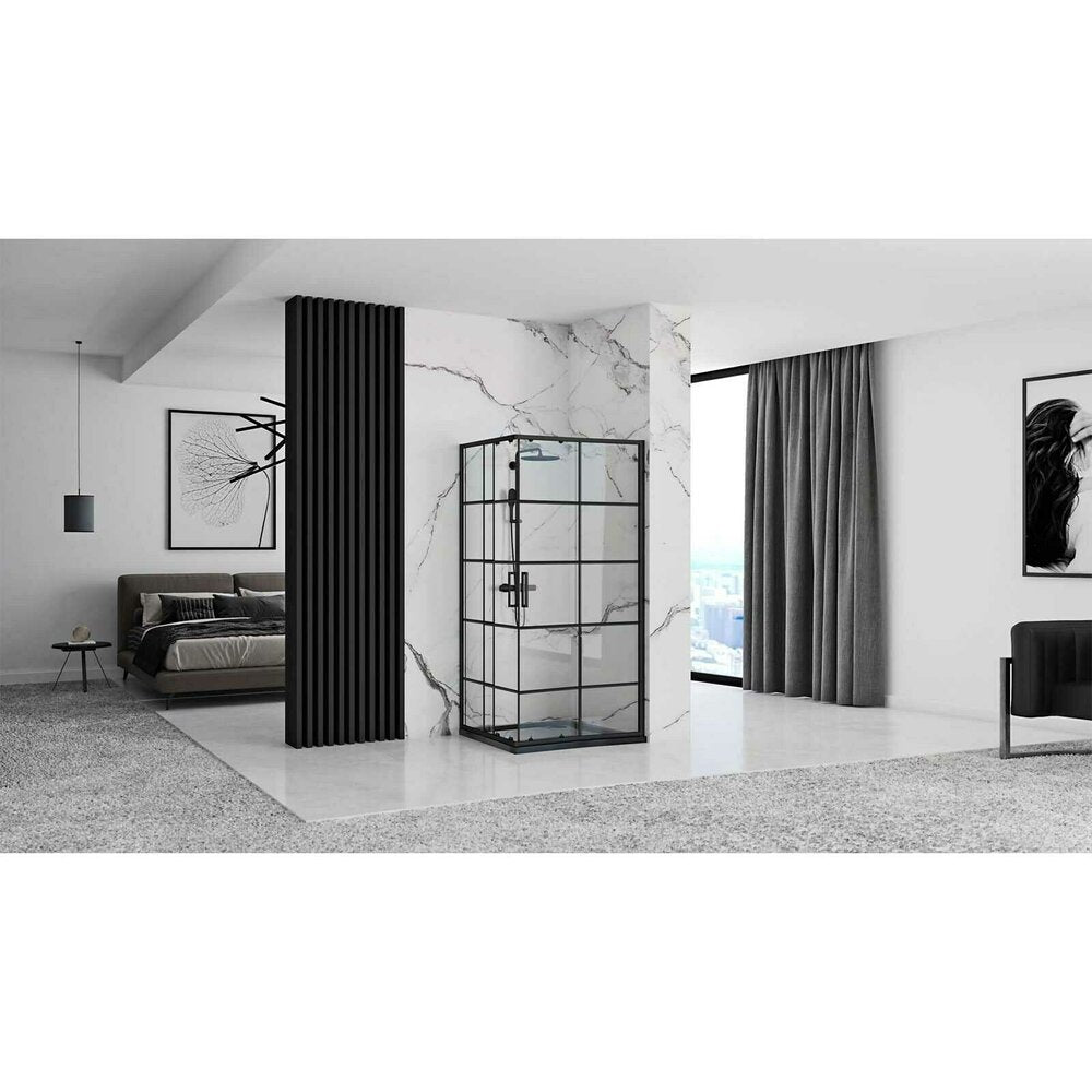 Rea Concept Rectangular Shower Cabin with Sliding Doors 80x100 Matt Black