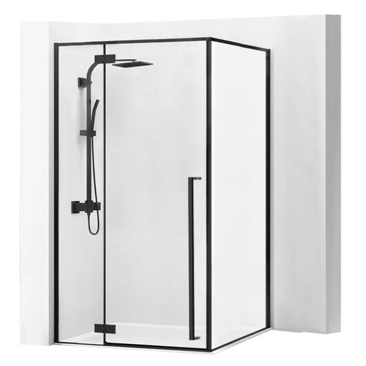 Rea Fargo Rectangular Shower Cabin with Hinged Door 90x120 Matt Black