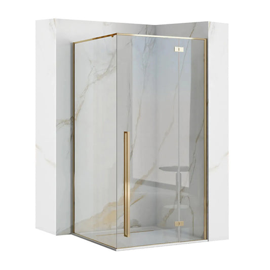 Rea Fargo rectangular shower cabin with hinged door 90x120 gold