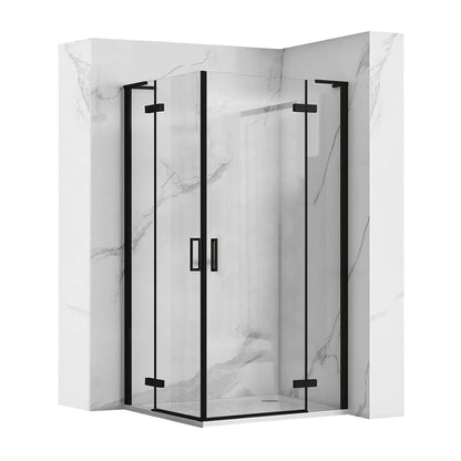 Rea Hugo Rectangular Shower Cabin with 2 Hinged Doors 80x100 cm Black