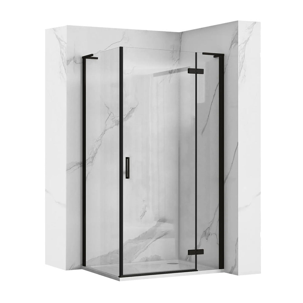 Rea Hugo Rectangular Shower Cabin with Hinged Door 100x90 cm Black