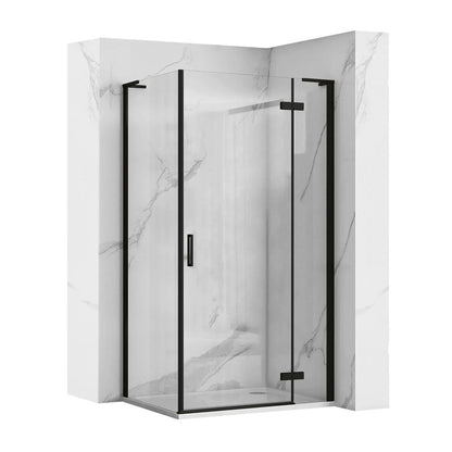Rea Hugo Rectangular Shower Cabin with Hinged Door 100x90 cm Black