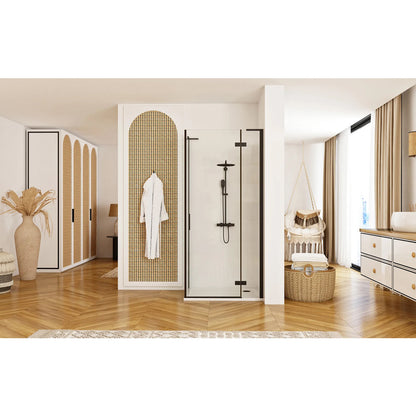 Rea Hugo Rectangular Shower Cabin with Hinged Door 100x90 cm Black