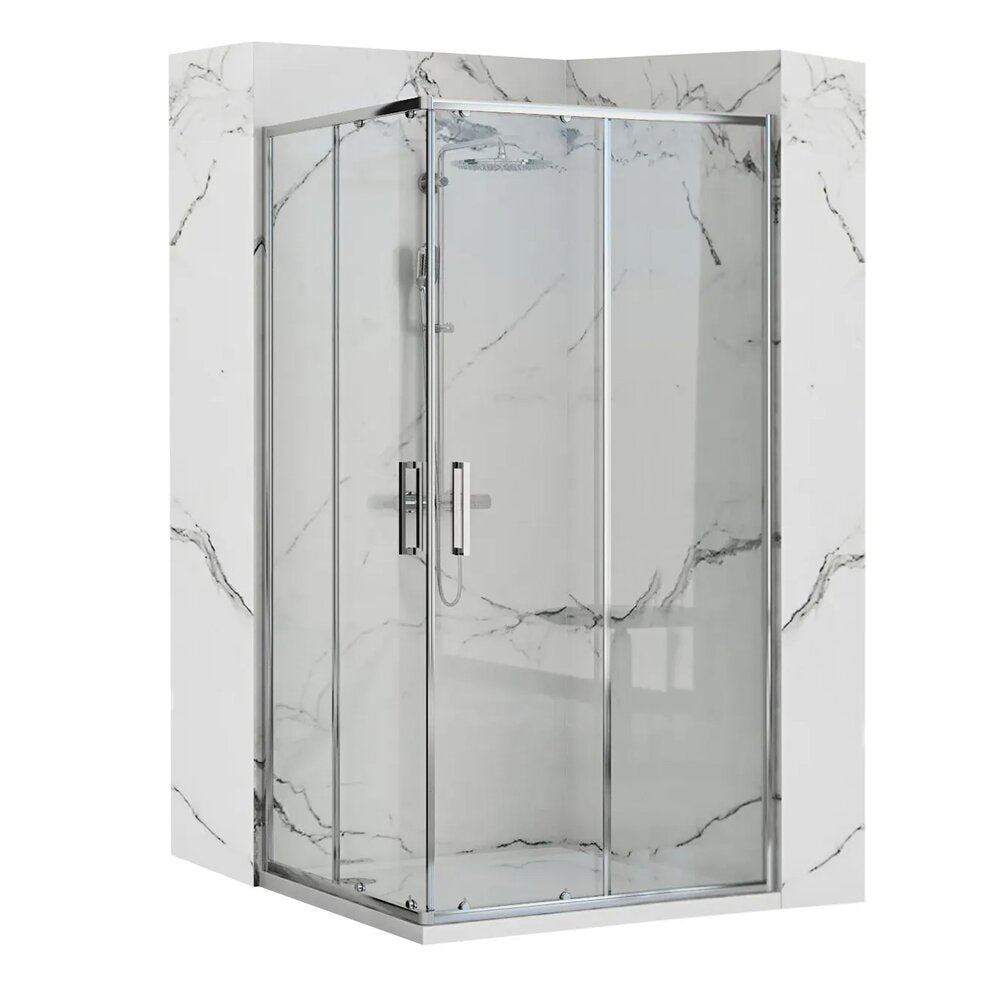 Rea Punto Rectangular Shower Cabin with Sliding Door 80x100 Chrome