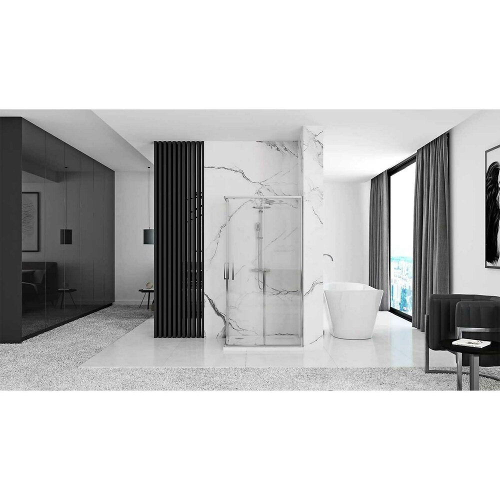 Rea Punto Rectangular Shower Cabin with Sliding Door 80x100 Chrome