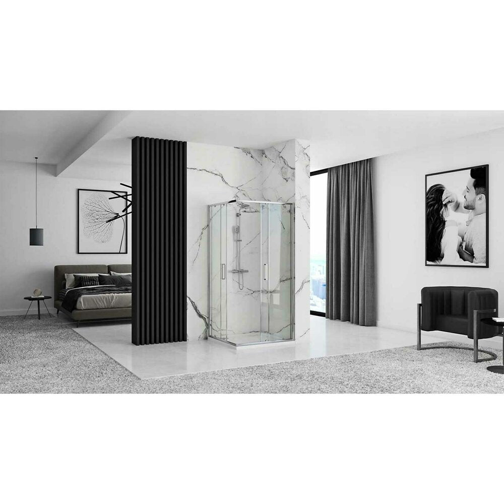 Rea Punto Rectangular Shower Cabin with Sliding Door 80x100 Chrome