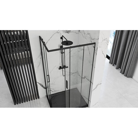 Rea Punto Rectangular Shower Cabin with Sliding Door 80x100 Black