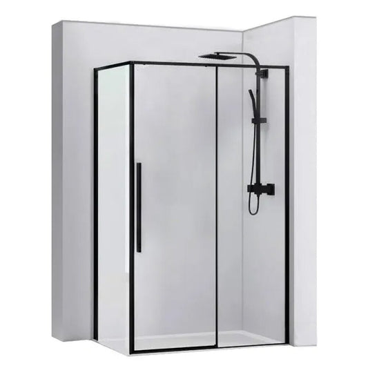 Rea Solar Rectangular Shower Cabin with Sliding Door 80x100 Black