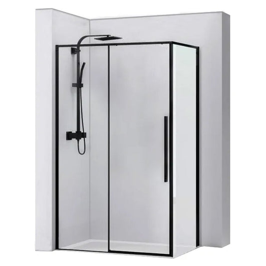 Rea Solar Rectangular Shower Cabin with Sliding Door 90x120 Black