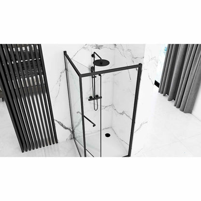 Rea Space In Rectangular Shower Cabin with Hinged Door 80x100 Matt Black