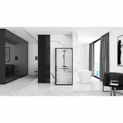Rea Space In Rectangular Shower Cabin with Hinged Door 80x100 Matt Black