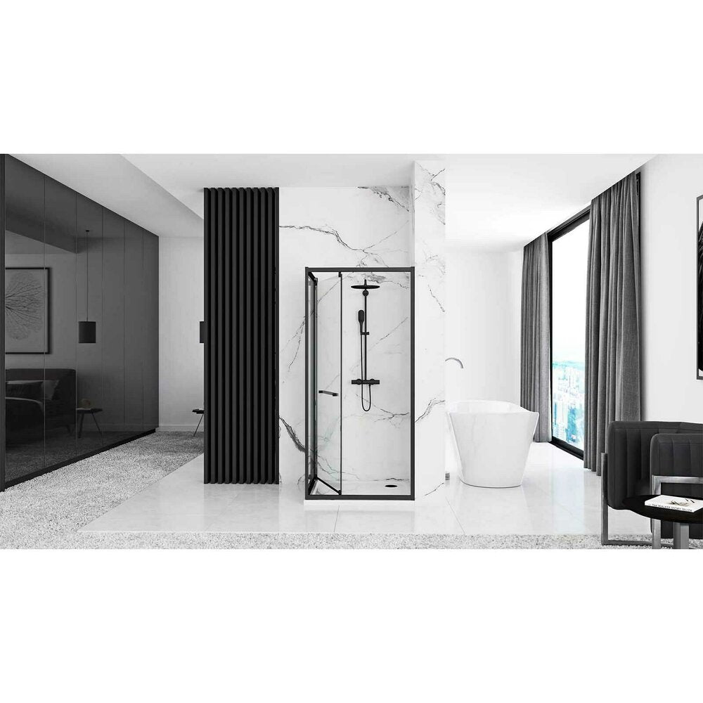 Rea Space In Rectangular Shower Cabin with Hinged Door 80x100 Matt Black
