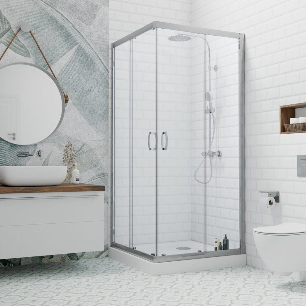 Правоъгълна душ кабина с плъзгаща се врата Radaway Premium Plus D 90x100 cm хромирана рамка