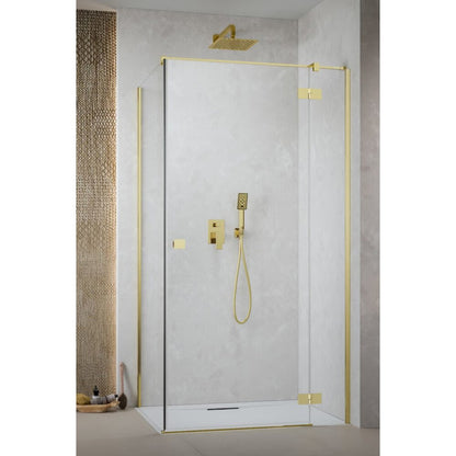 Квадратна душ кабина с отваряща се врата Radaway Essenza KDJ 80x80 cm златно-прозрачна дясна