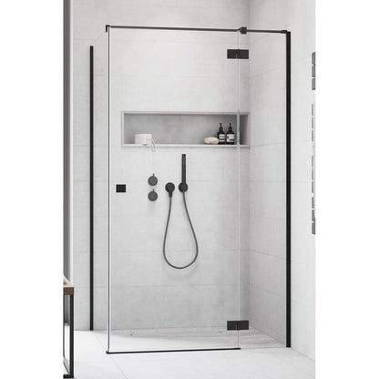 Квадратна душ кабина с отваряща се врата Radaway Essenza KDJ 80x80 cm черен мат-прозрачен десен