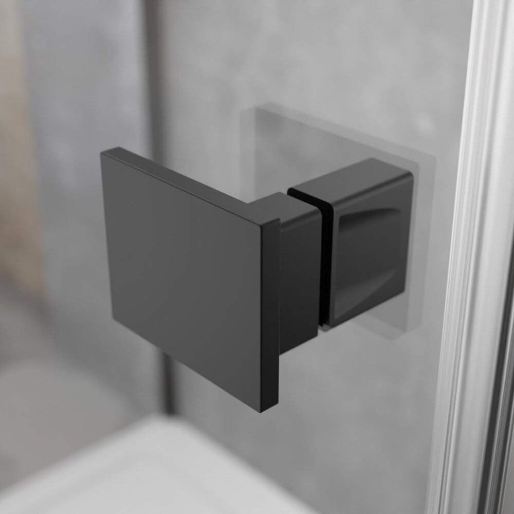 Квадратна душ кабина с отваряща се врата Radaway Essenza KDJ 80x80 cm черен мат-прозрачен десен