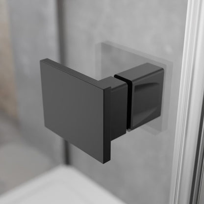 Квадратна душ кабина с отваряща се врата Radaway Essenza KDJ 80x80 cm черен мат-прозрачен десен