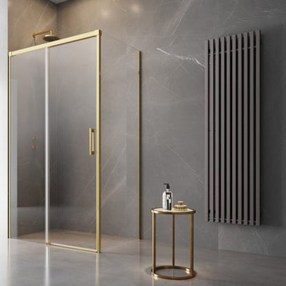 Квадратна душ кабина с плъзгаща се врата Radaway Idea KDJ 100x100 cm златист-прозрачна лява