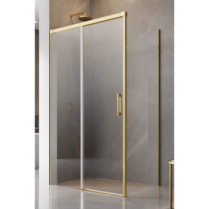 Квадратна душ кабина с плъзгаща се врата Radaway Idea KDJ 100x100 cm златист-прозрачна лява