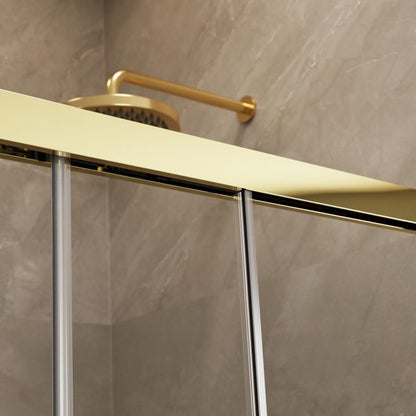Квадратна душ кабина с плъзгаща се врата Radaway Idea KDJ 100x100 cm златист-прозрачна лява