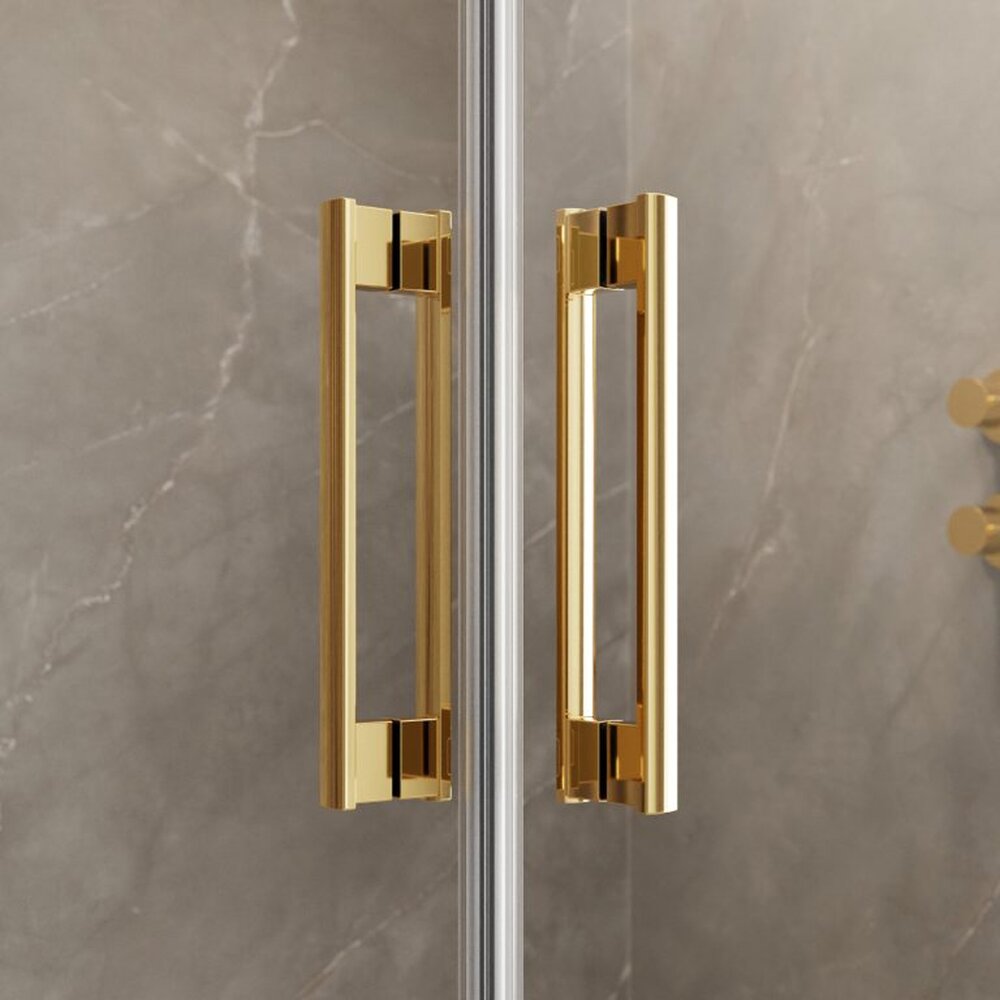 Квадратна душ кабина с плъзгаща се врата Radaway Idea KDJ 100x100 cm златист-прозрачна лява