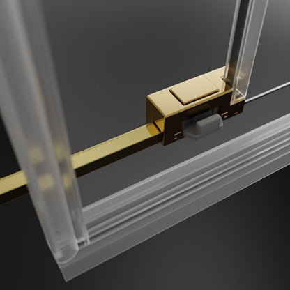 Квадратна душ кабина с плъзгаща се врата Radaway Idea KDJ 100x100 cm златист-прозрачна лява