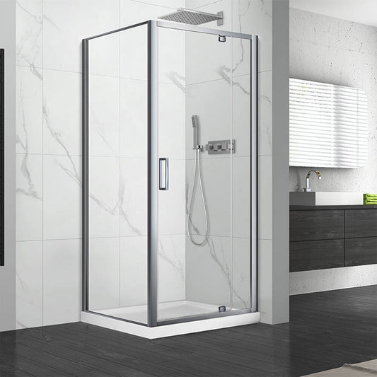 Square Shower Cabin with Pivot Door Fluminia Andina 90x90 Chrome
