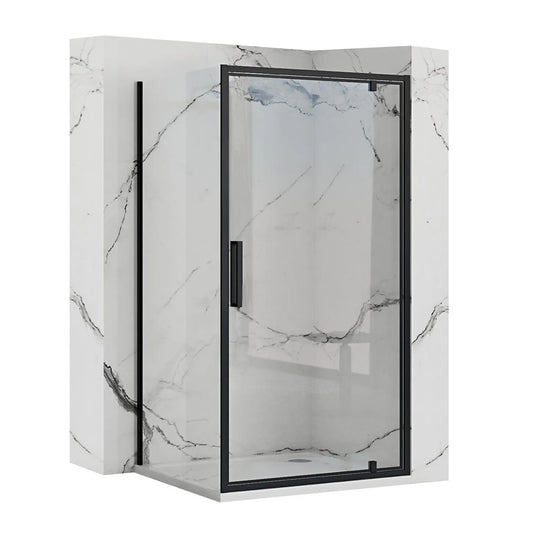 Square Shower Cabin with Pivot Door Rea Rapid Swing 100x100 Black