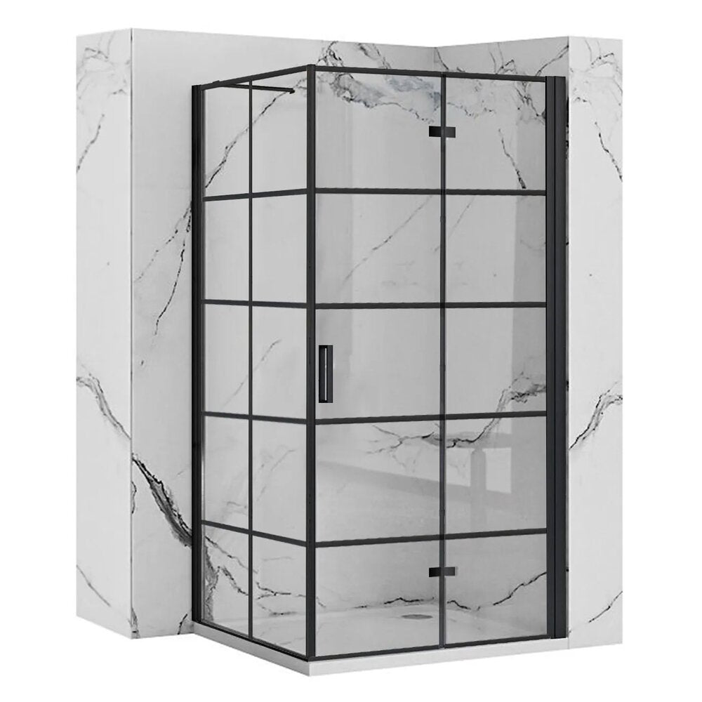Square Shower Cabin with Folding Door Rea Molier 80x80 Black
