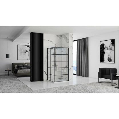 Квадратна душ кабина с плъзгаща врата Rea Molier 90x90 черна