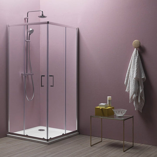 Square Shower Cabin with Sliding Doors Kolpasan Eco Quat 80x80