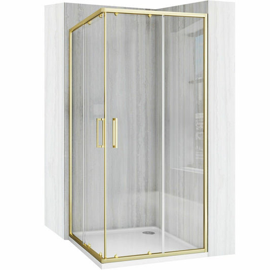 Square Shower Cabin with Sliding Doors Brushed Gold Rea City 80x80 cm