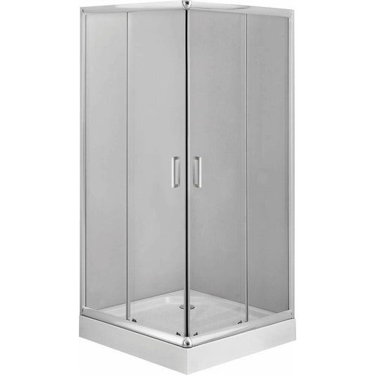 Square Shower Cabin Deante Funkia with Sliding Doors 80x80cm Chrome Finish and Transparent Glass