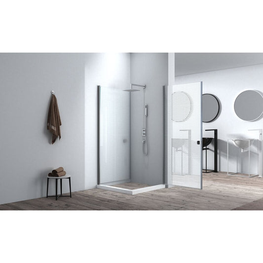 Квадратна душ кабина Inter Ceramic с pivotantни врати 90x90 см хром лъскав-бели точки
