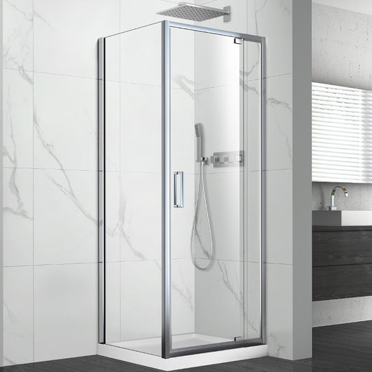Square shower cabin Fluminia Anda with pivot door 80x80 cm chrome