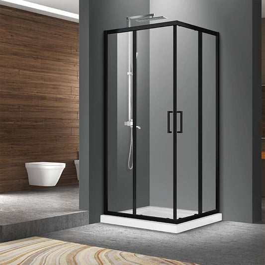 Fluminia Hector Black Square Shower Cabin with Sliding Doors 90x90 Black 200 cm