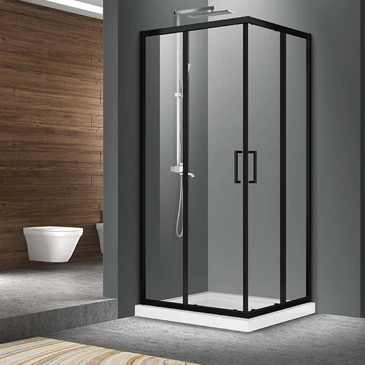 Square shower cabin Fluminia Hector N with sliding doors 80x80 cm black