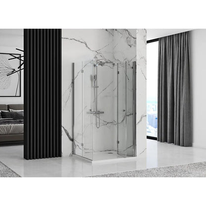 Square Shower Cabin with Folding Doors Rea Fold N2 Modular 110x110 Chrome