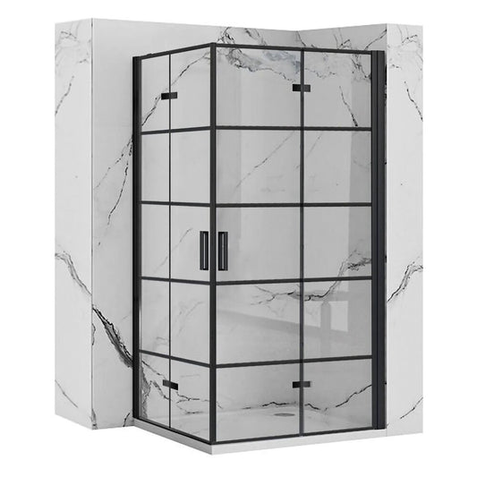 Квадратна душ кабина с плоски врати Rea Molier 80x80 черна
