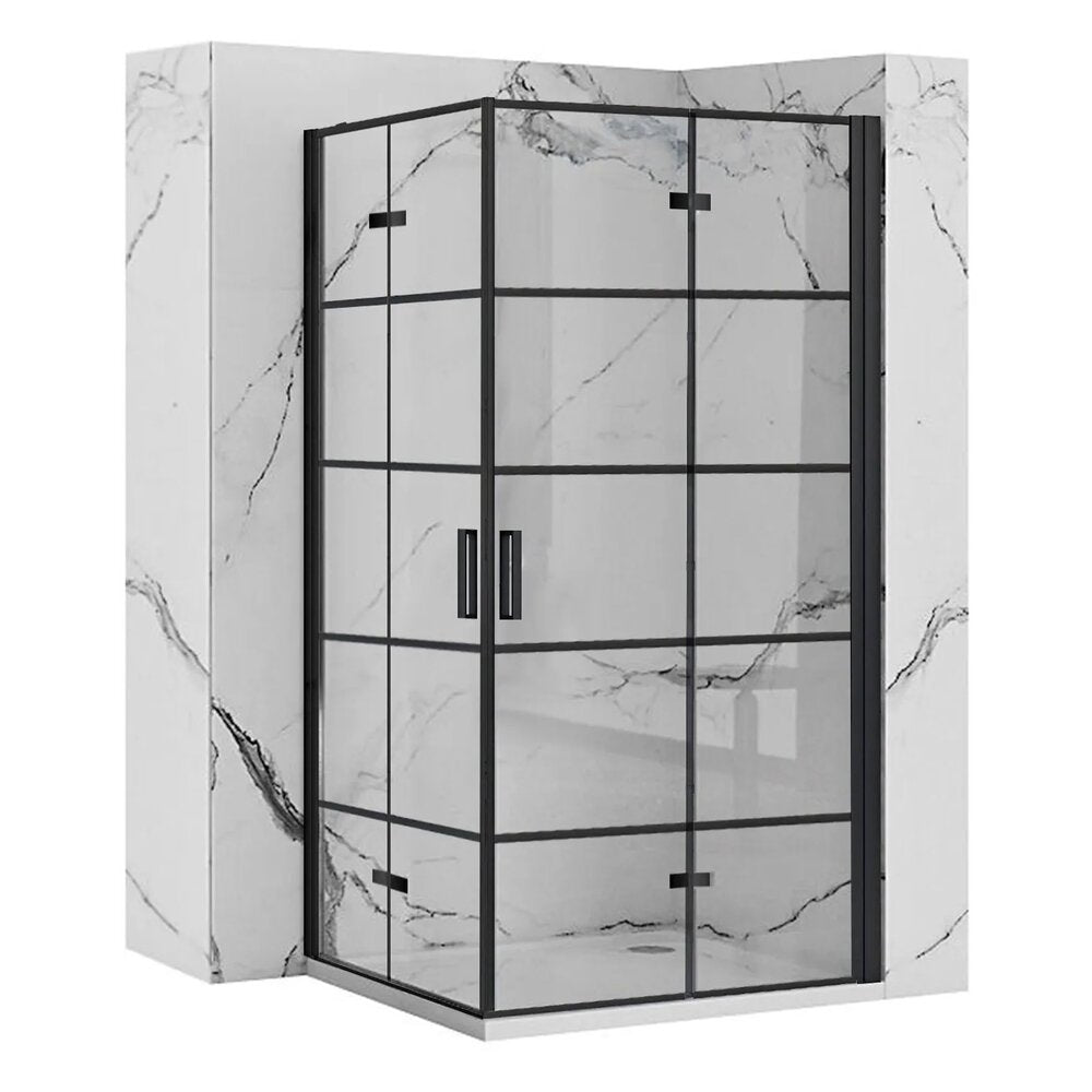 Square Shower Cabin with Folding Doors Rea Molier 90x90 Black