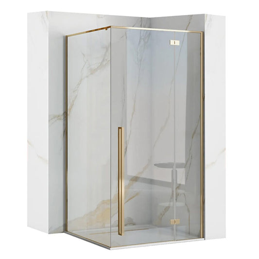 Rea Fargo Square Shower Cabin with Hinged Door 90x90 Gold