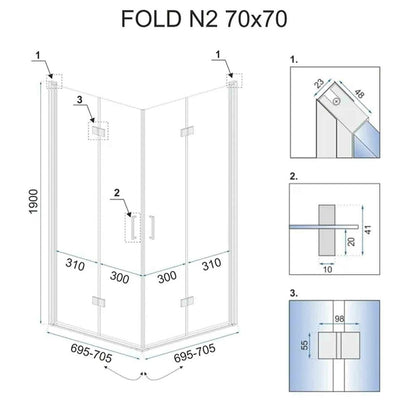 Rea Fold N2 Square Shower Cabin with Folding Doors 80x80 Chrome