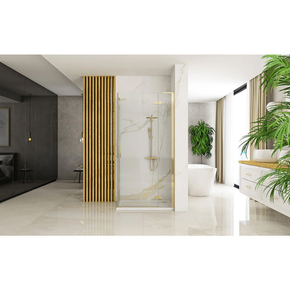 Rea Hugo Square Shower Cabin with 2 Hinged Doors 80x80 cm Brushed Gold