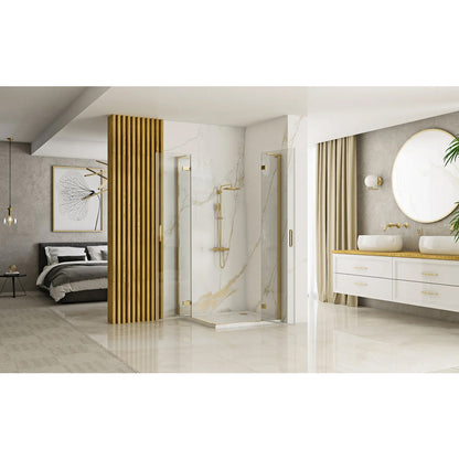 Rea Hugo Square Shower Cabin with 2 Hinged Doors 80x80 cm Brushed Gold