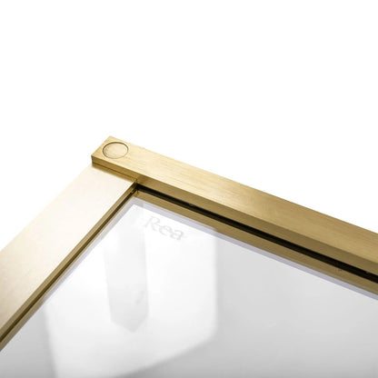 Rea Hugo Square Shower Cabin with 2 Hinged Doors 80x80 cm Brushed Gold