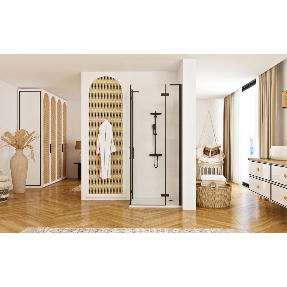 Rea Hugo square shower cabin with 2 hinged doors 80x80 cm black