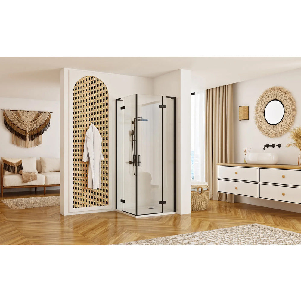 Rea Hugo square shower cabin with 2 hinged doors 80x80 cm black