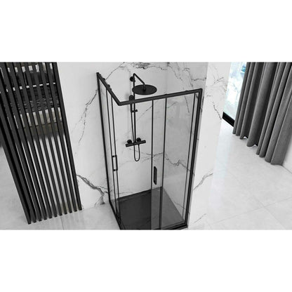 Rea Punto Square Shower Cabin with Sliding Doors 80x80 Matt Black